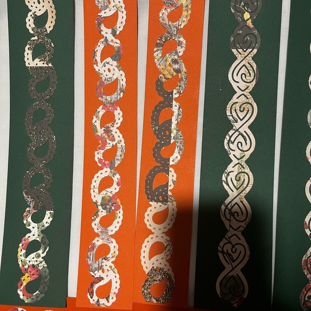 Creative Memories Decorative Border Strips - Green, Orange, Cream